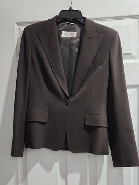 Max Mara Chocolate Brown Single-Button Tailored Blazer Size 6 EUC